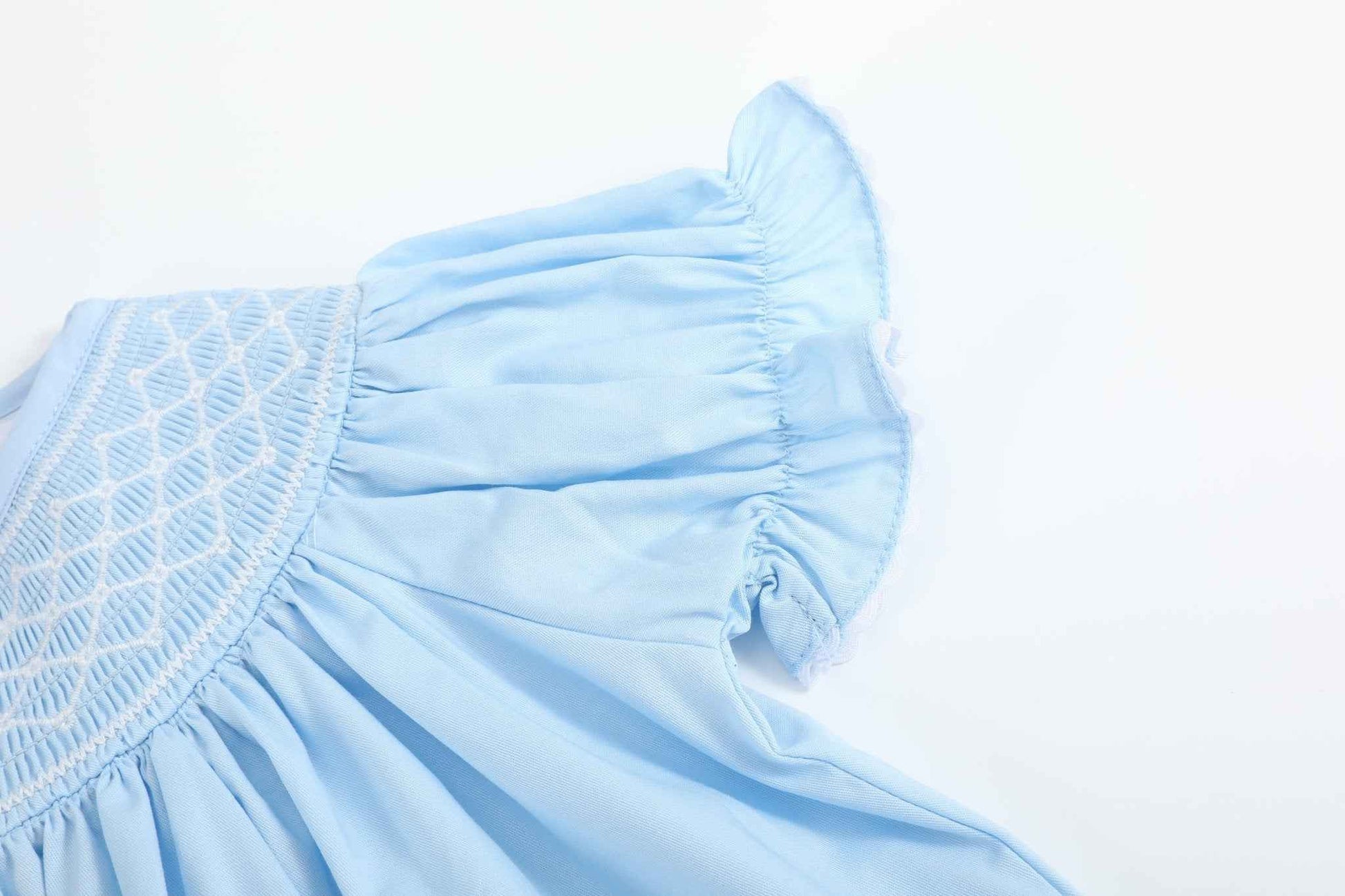 Blue and White Smocked Bishop Dress - Abbies Place