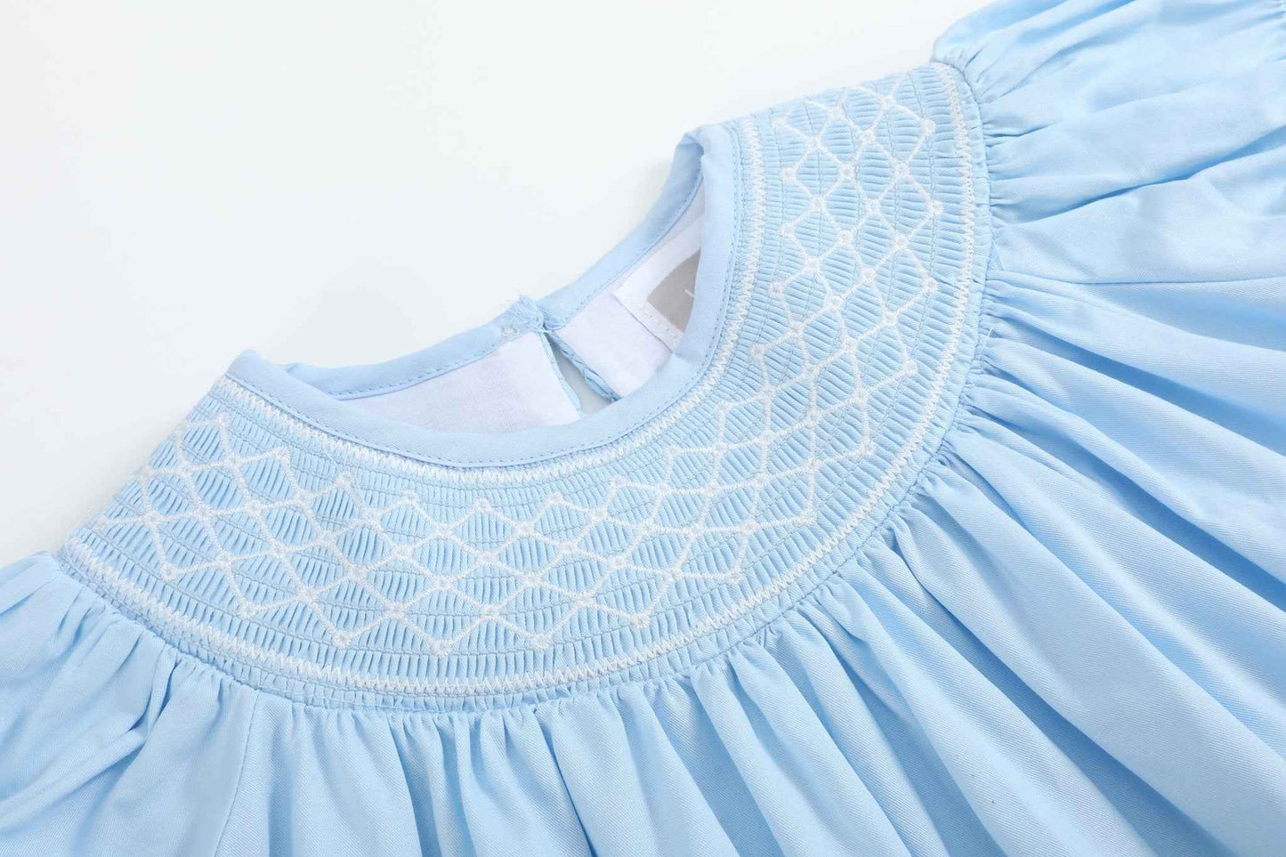 Blue and White Smocked Bishop Dress - Abbies Place