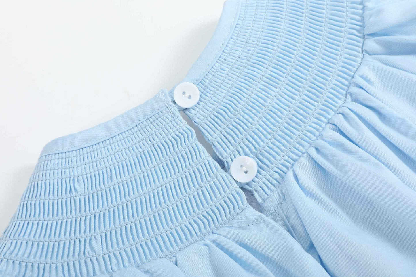 Blue and White Smocked Bubble Romper - Abbies Place