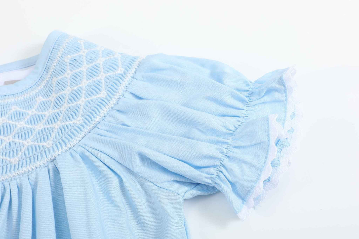 Blue and White Smocked Bubble Romper - Abbies Place