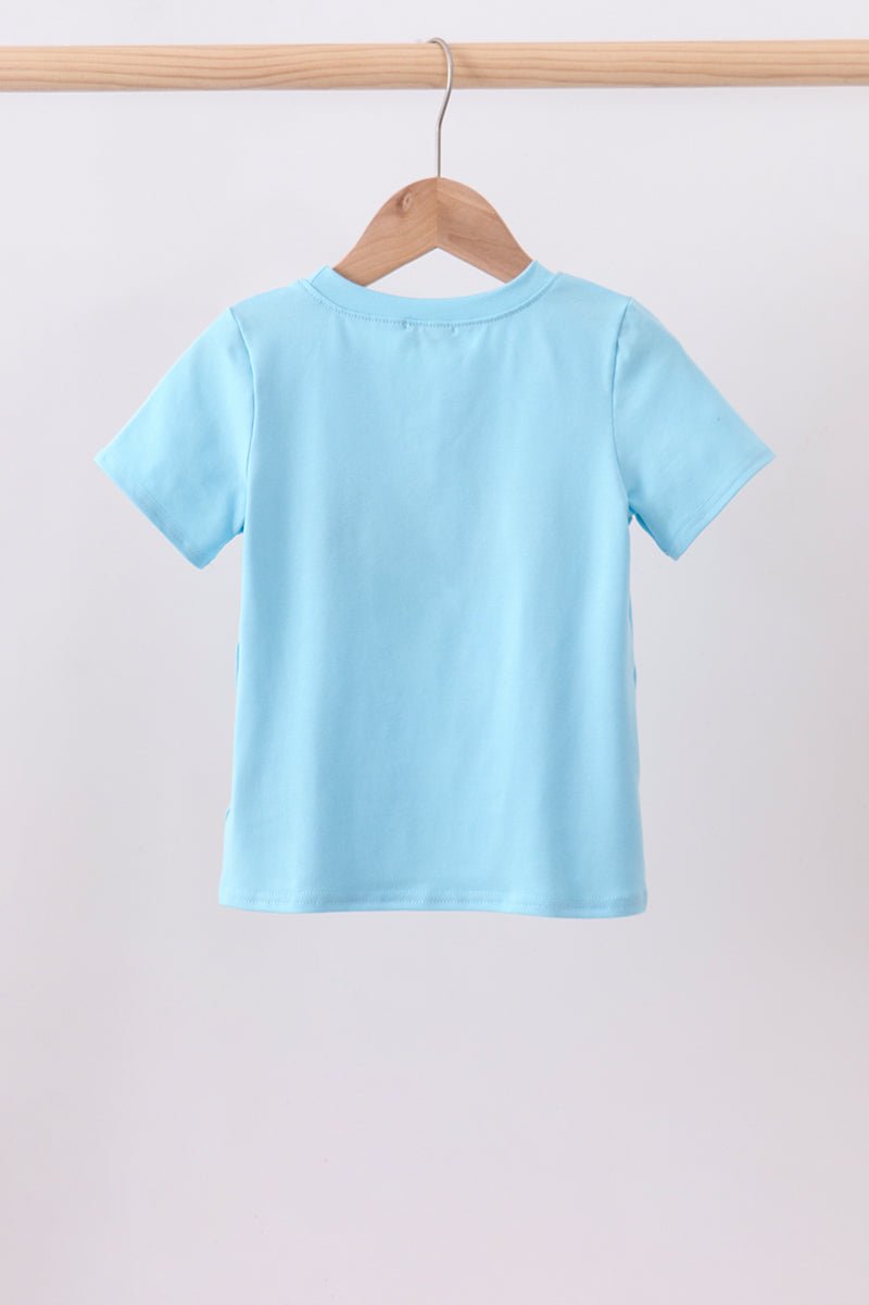 Blue animal embroidery top - Abbies Place
