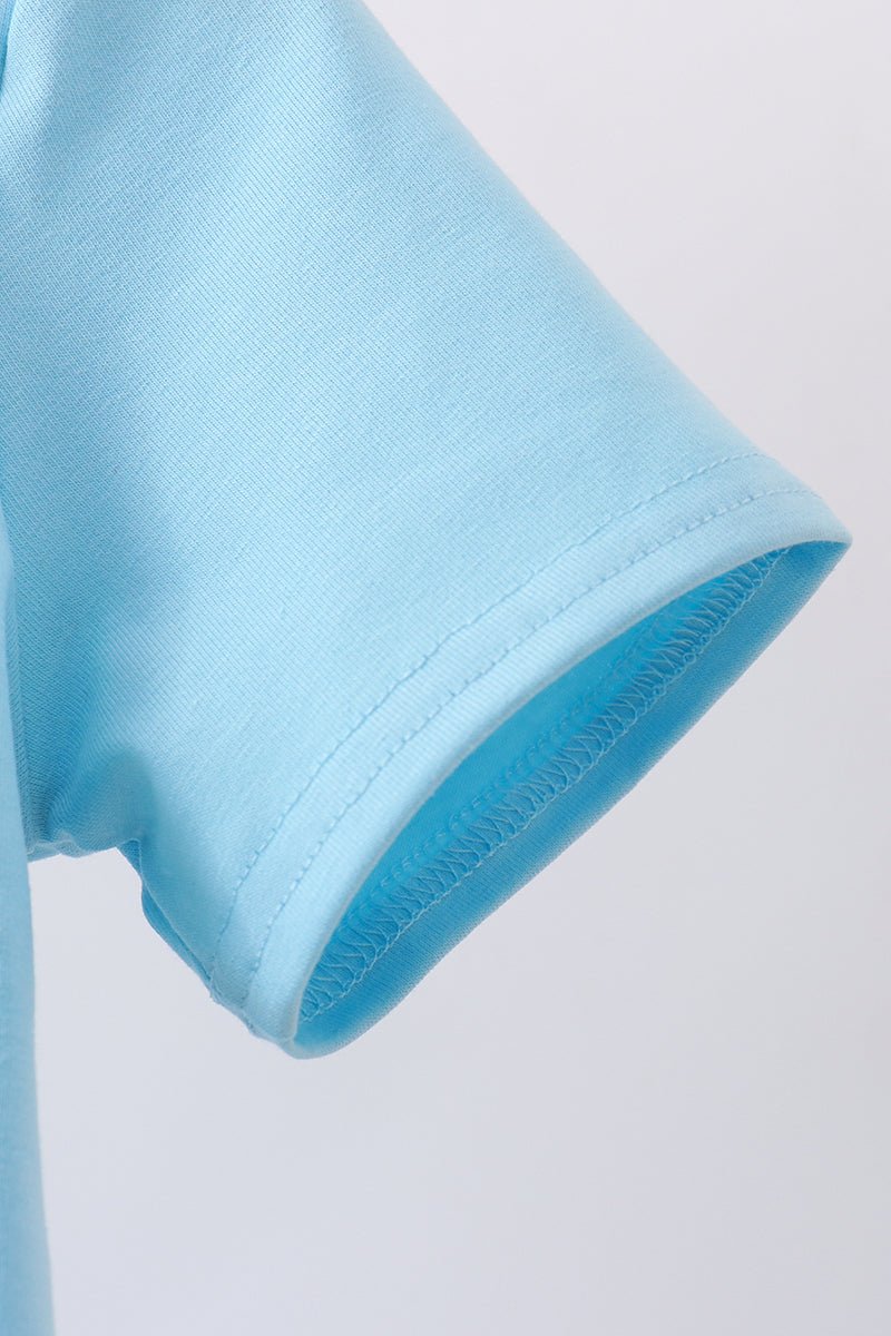 Blue animal embroidery top - Abbies Place