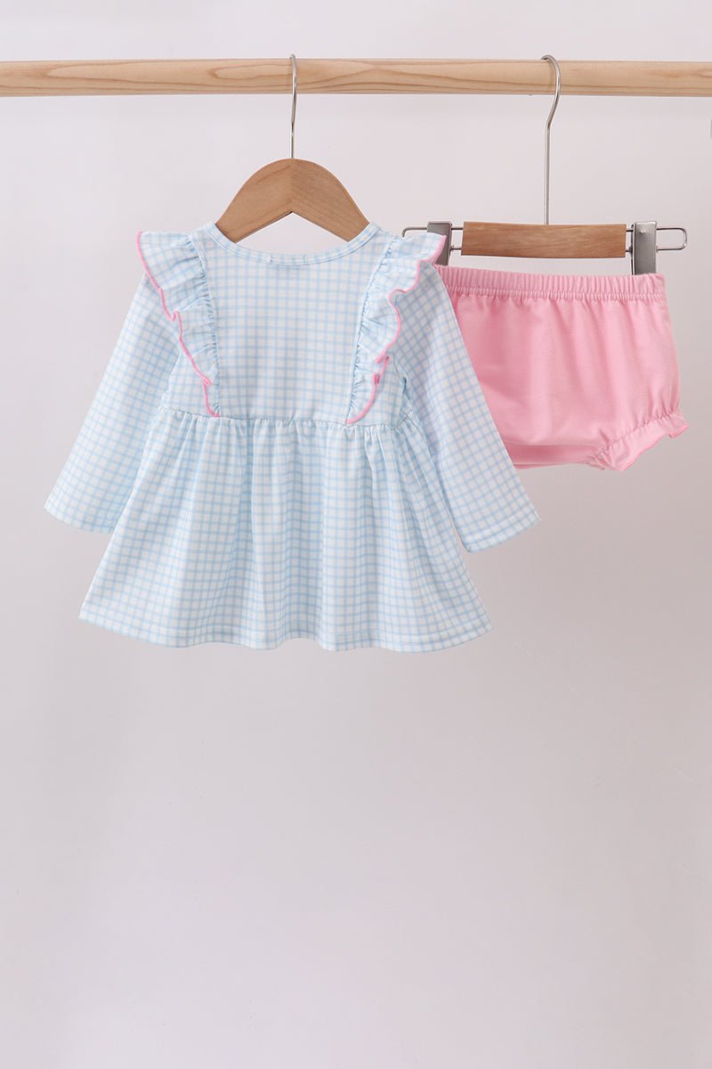 Blue animal smocked ruffle bloomer set - Abbies Place