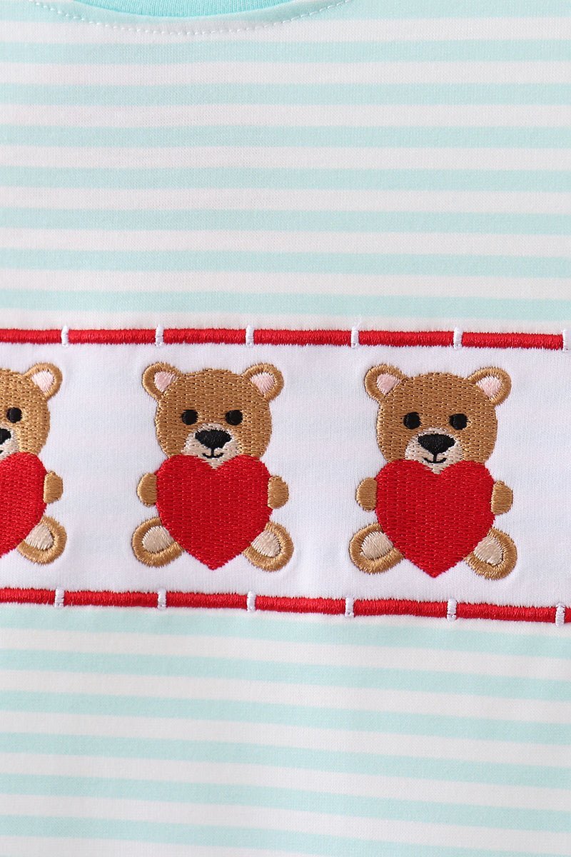 Blue bear embroidery top - Abbies Place