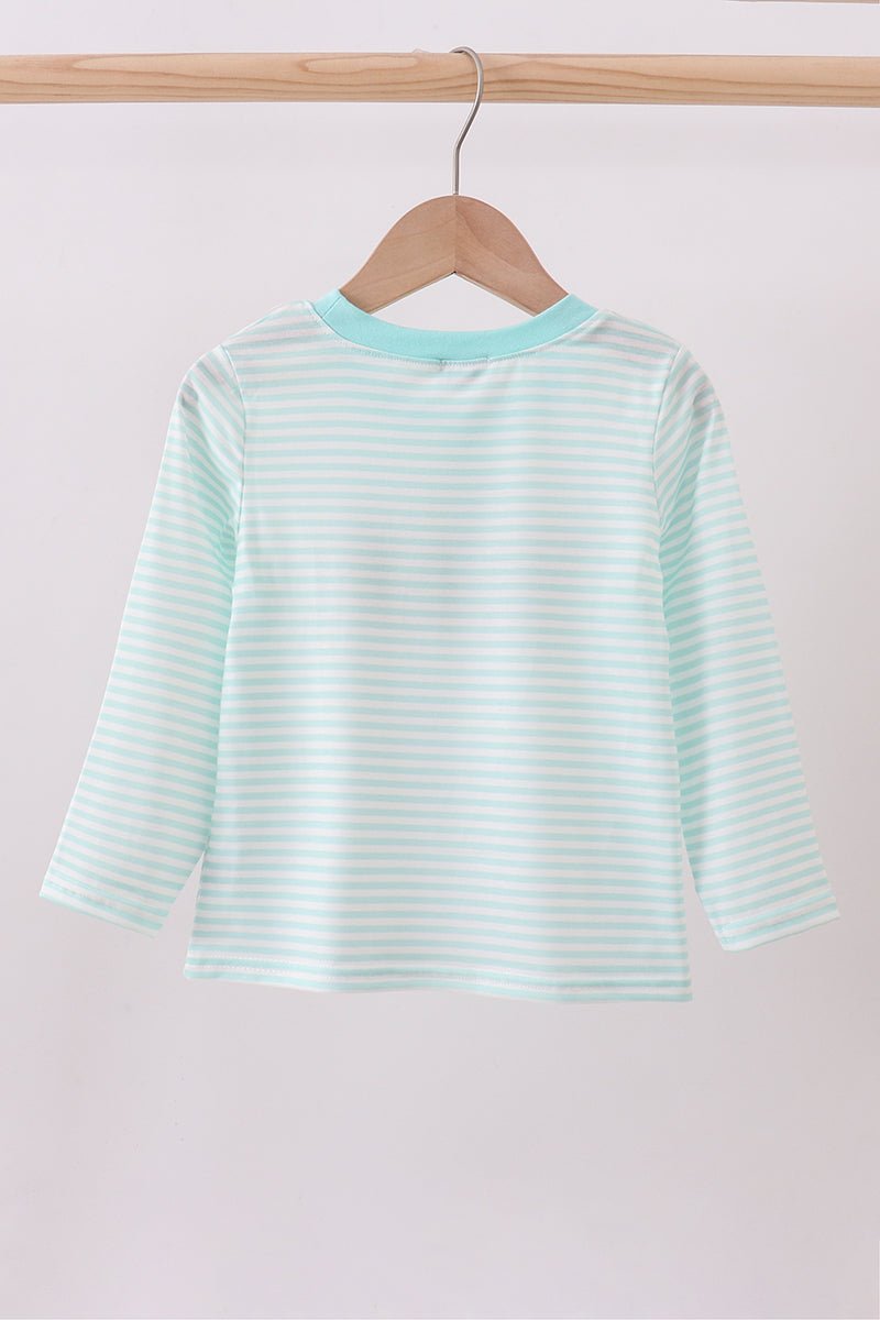 Blue bear embroidery top - Abbies Place