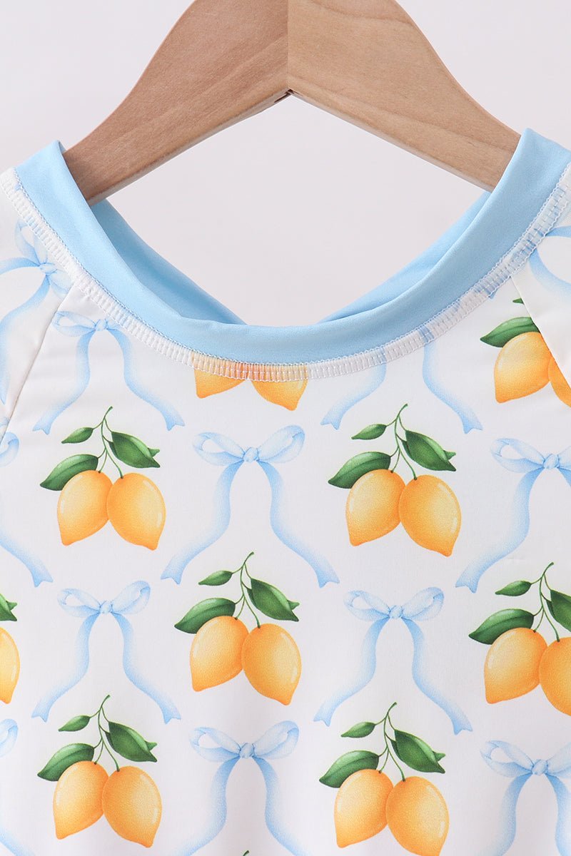 Blue bow lemon rashguard - Abbies Place