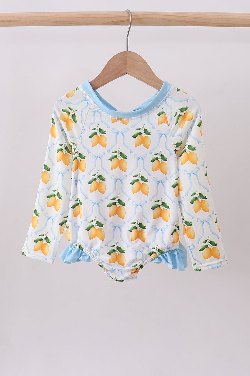 Blue bow lemon rashguard - Abbies Place