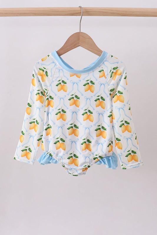 Blue bow lemon rashguard - Abbies Place