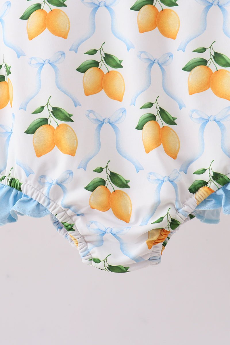 Blue bow lemon rashguard - Abbies Place