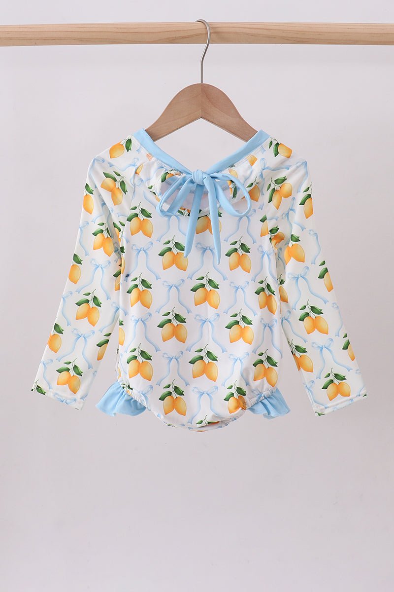 Blue bow lemon rashguard - Abbies Place