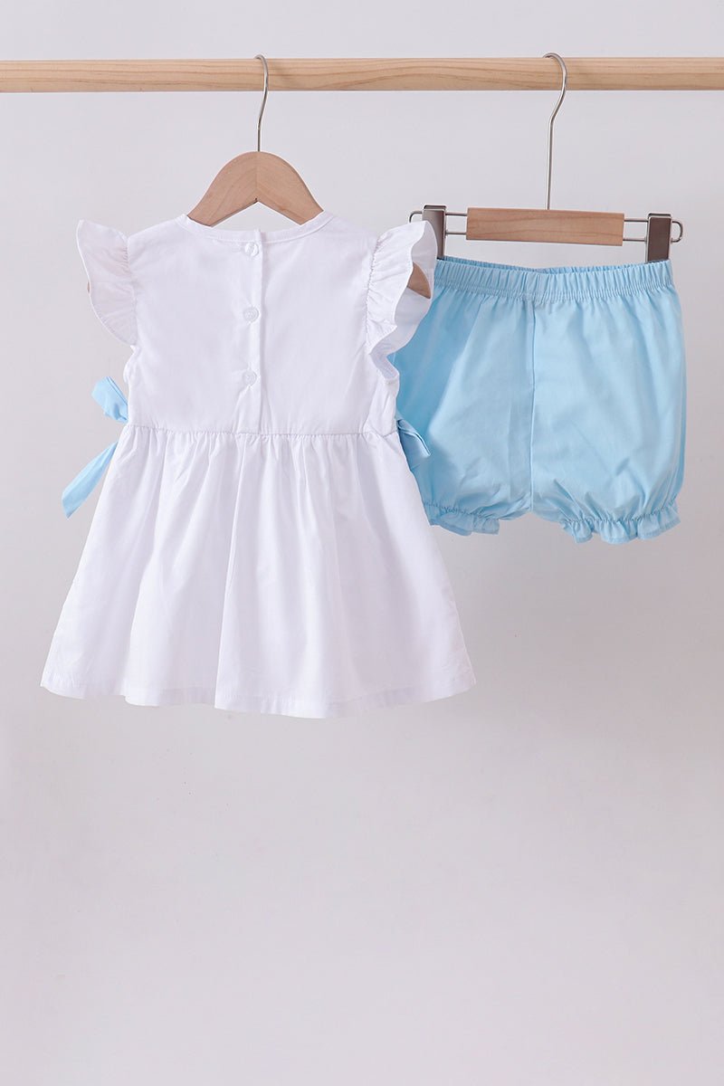 Blue bow ruffle bloomer set - Abbies Place