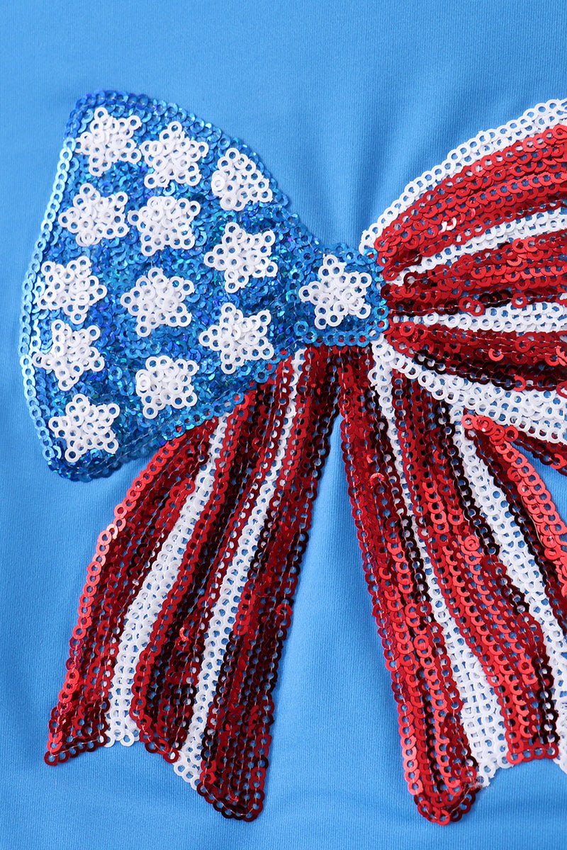 Blue bow sequin 2pc swimsuit - Abbies Place