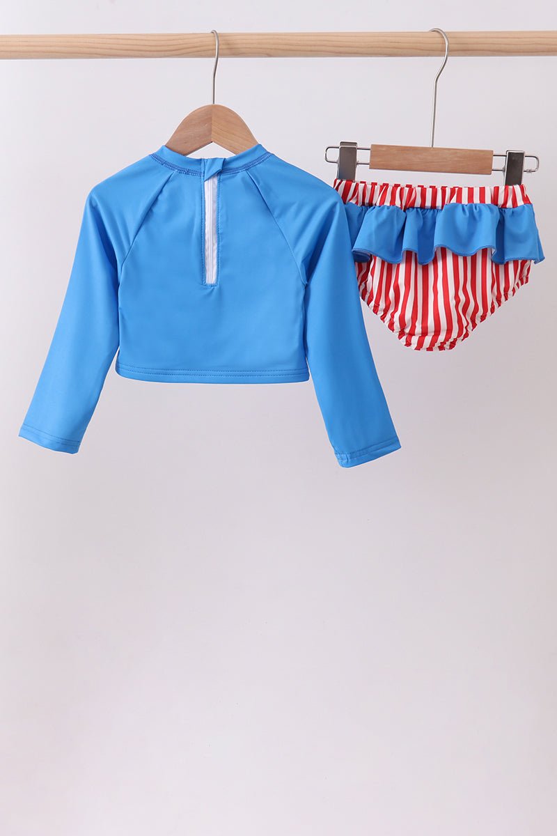 Blue bow sequin 2pc swimsuit - Abbies Place