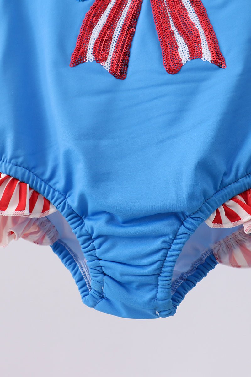 Blue bow sequin rashguard - Abbies Place