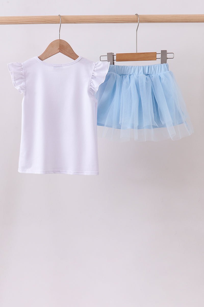 Blue bow star sequin skort set - Abbies Place