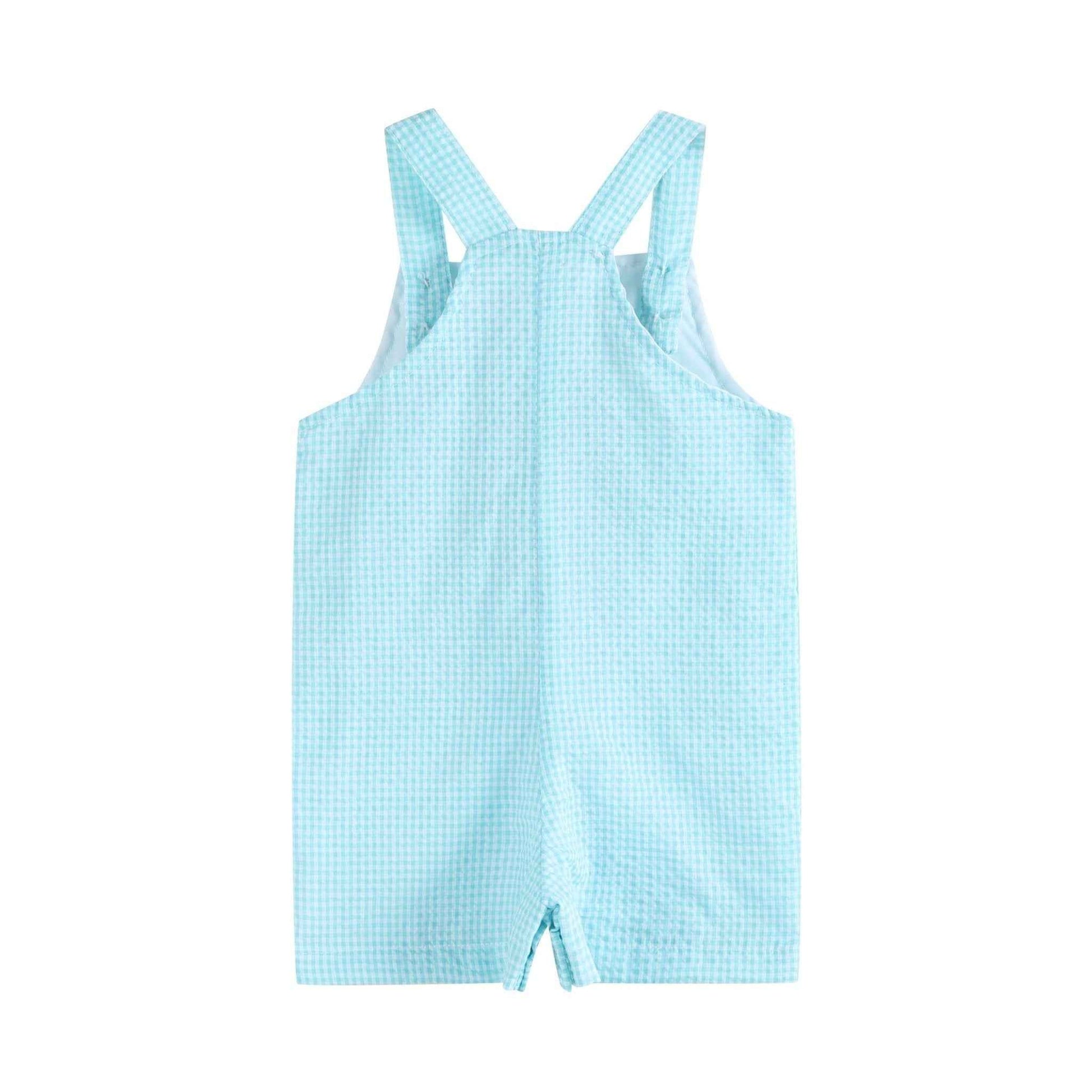 Blue Bow Tie Bunny Applique Shortalls - Abbies Place