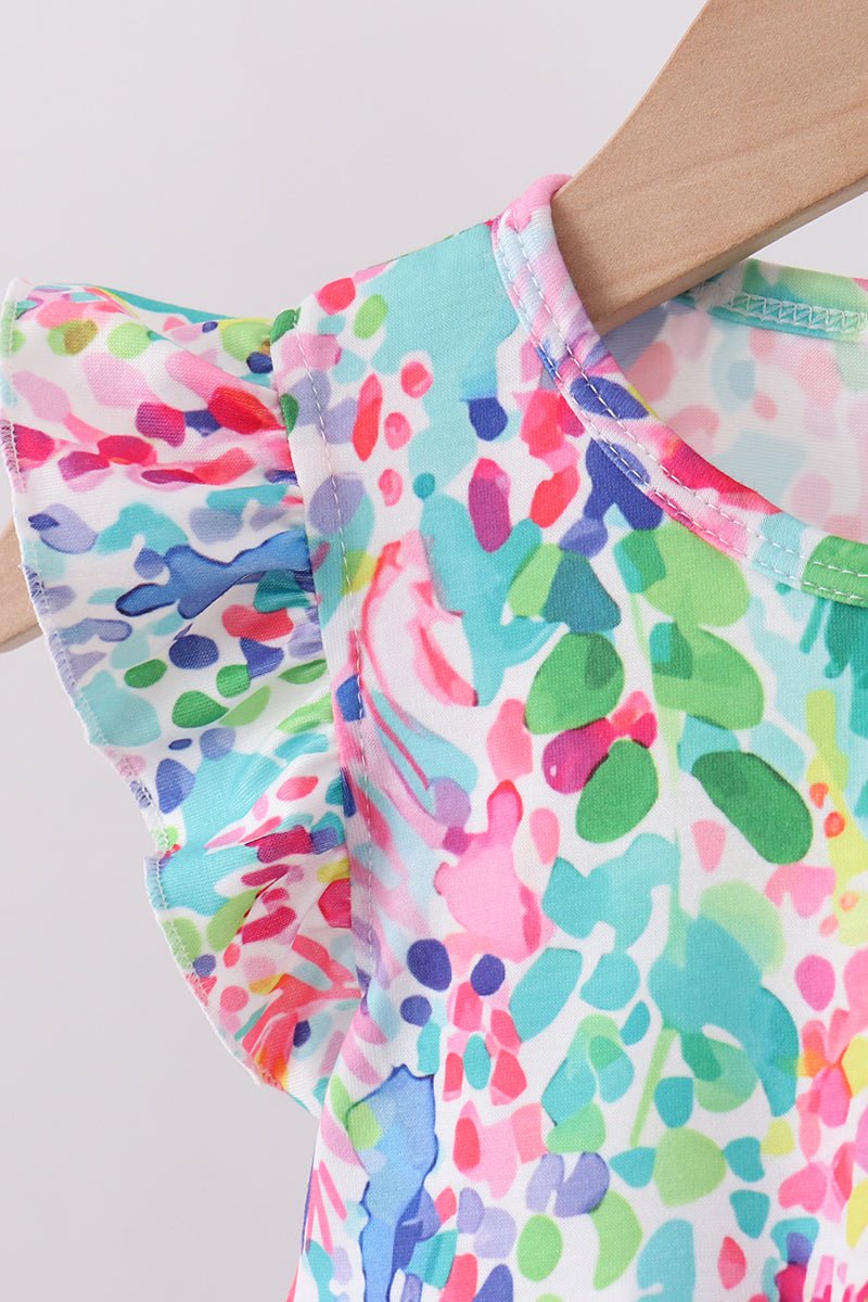 Blue bright floral ruffle bloomer set - Abbies Place