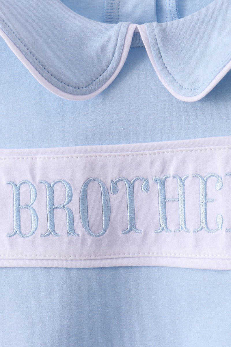 Blue brother embroidery pocket shorts set - Abbies Place