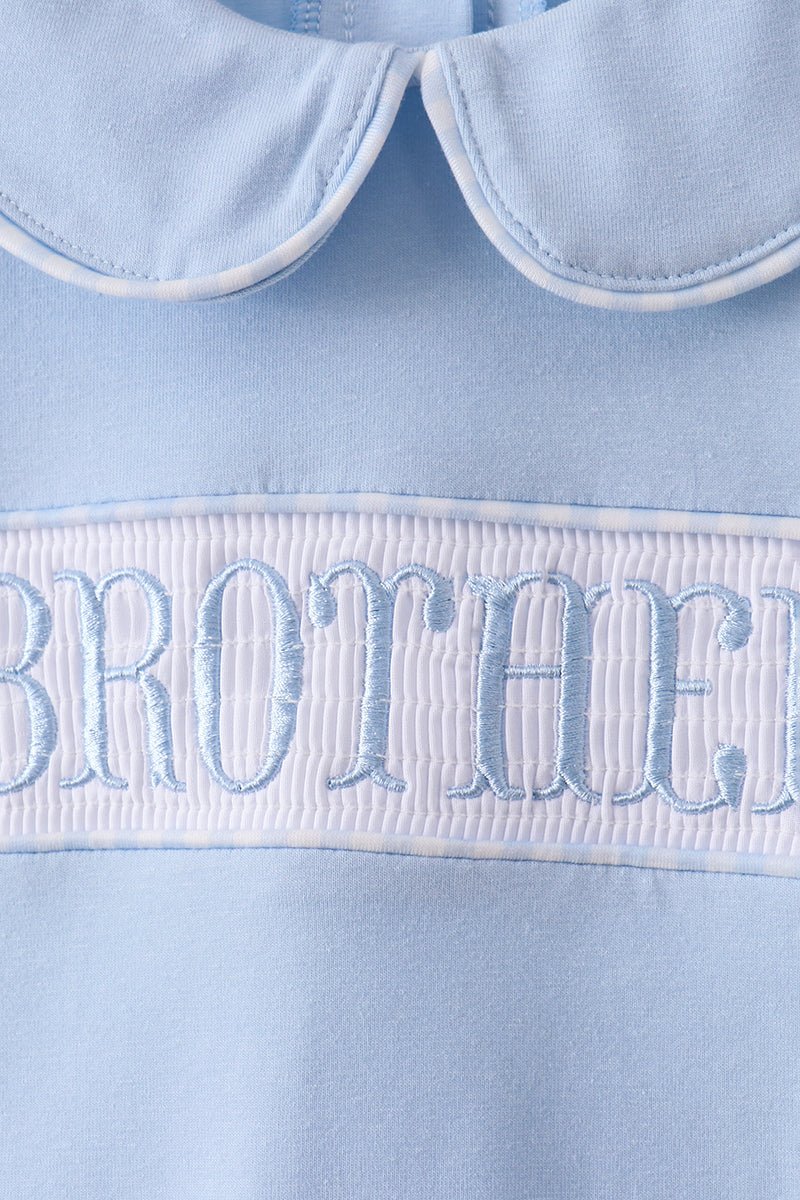 Blue brother smocked shorts set - Abbies Place