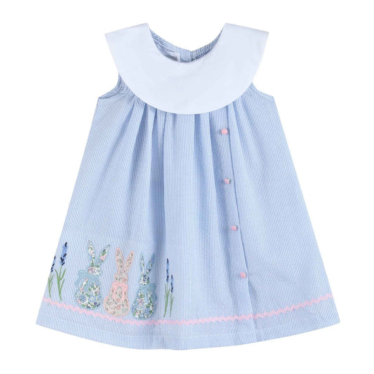 Blue Bunnies Seersucker Yoke Dress - Abbies Place