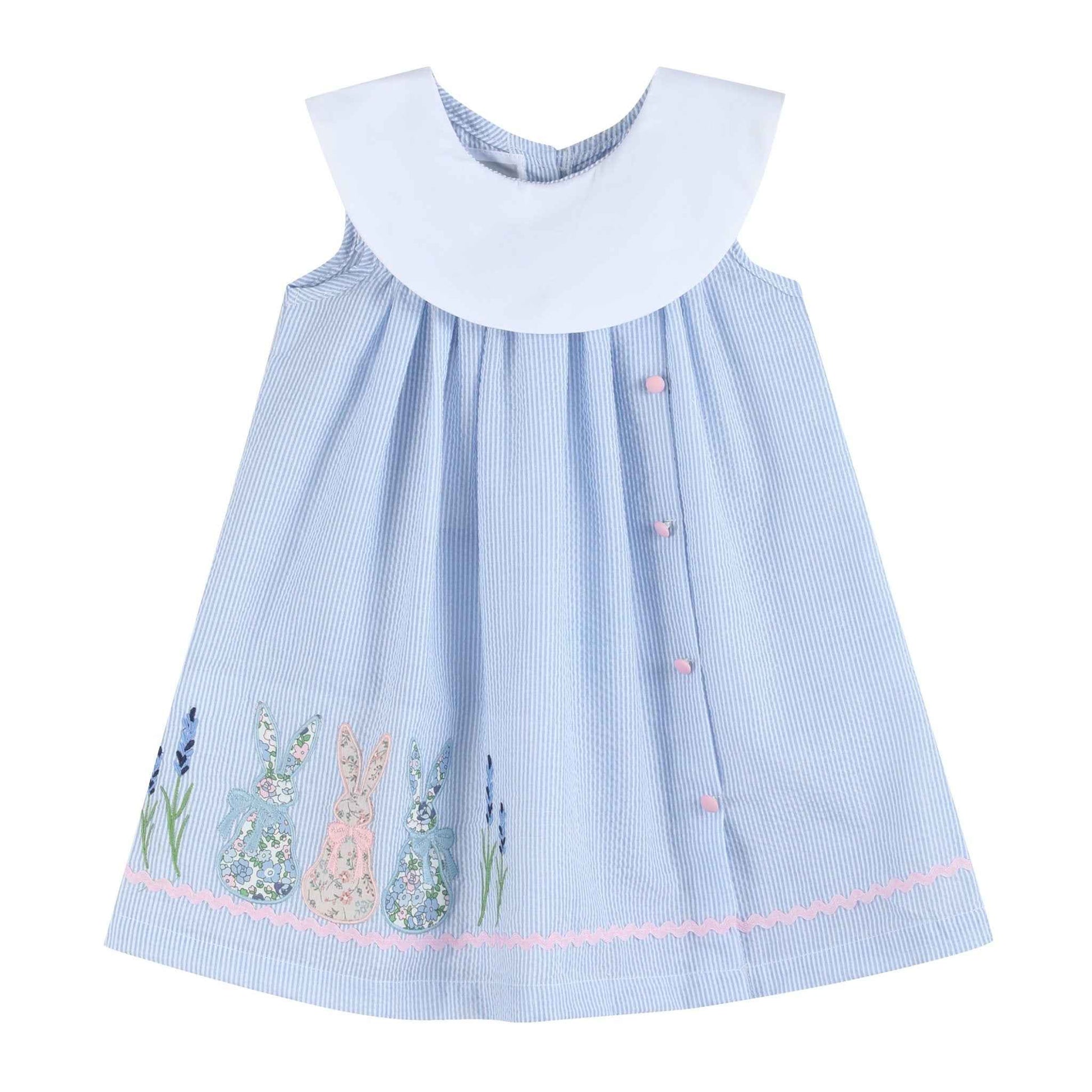 Blue Bunnies Seersucker Yoke Dress - Abbies Place