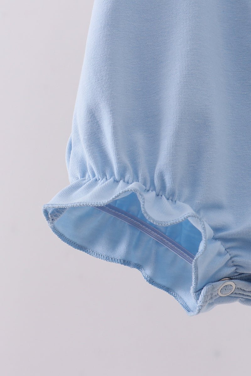 Blue bunny applique ruffle bubble - Abbies Place