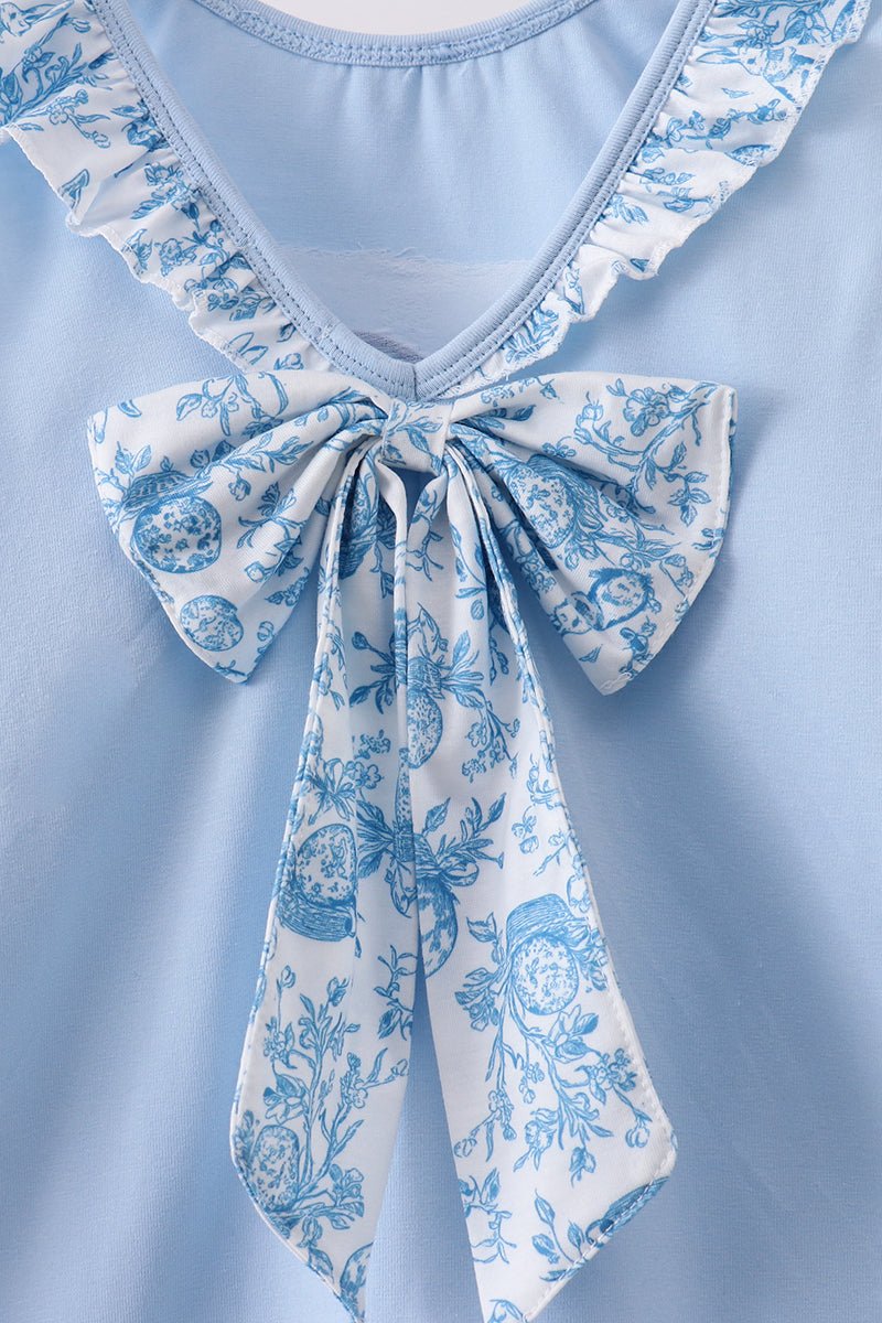 Blue bunny applique ruffle dress - Abbies Place