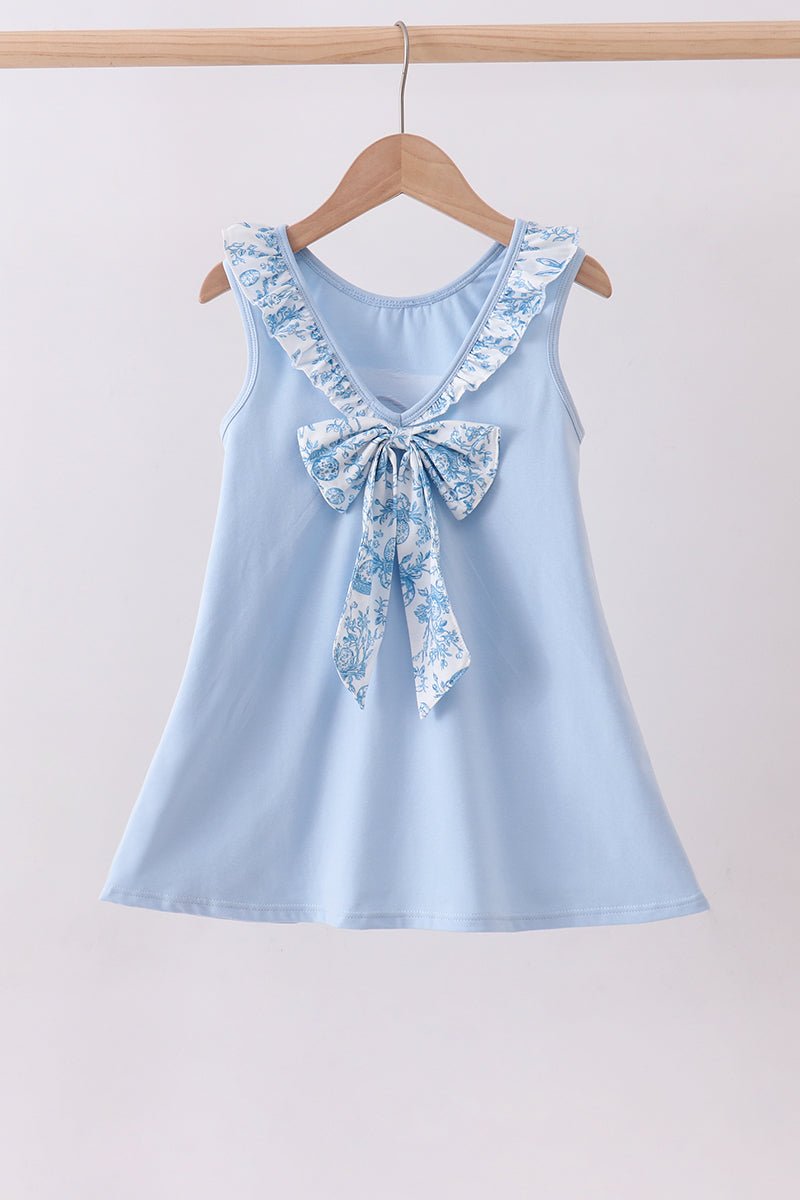 Blue bunny applique ruffle dress - Abbies Place