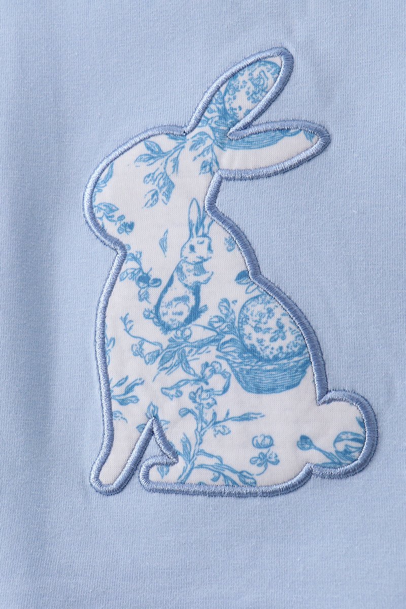 Blue bunny applique ruffle shorts set - Abbies Place