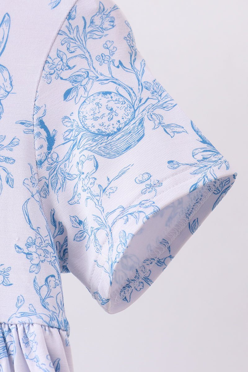 Blue bunny egg bamboo dress - Abbies Place