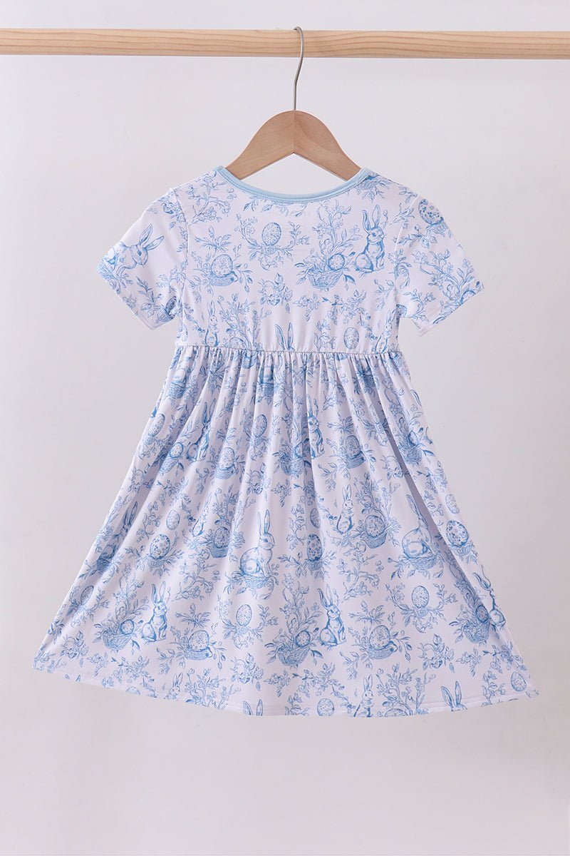 Blue bunny egg bamboo dress - Abbies Place