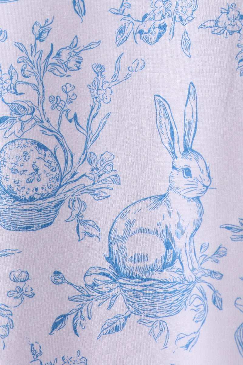Blue bunny egg bamboo pajama shorts set - Abbies Place