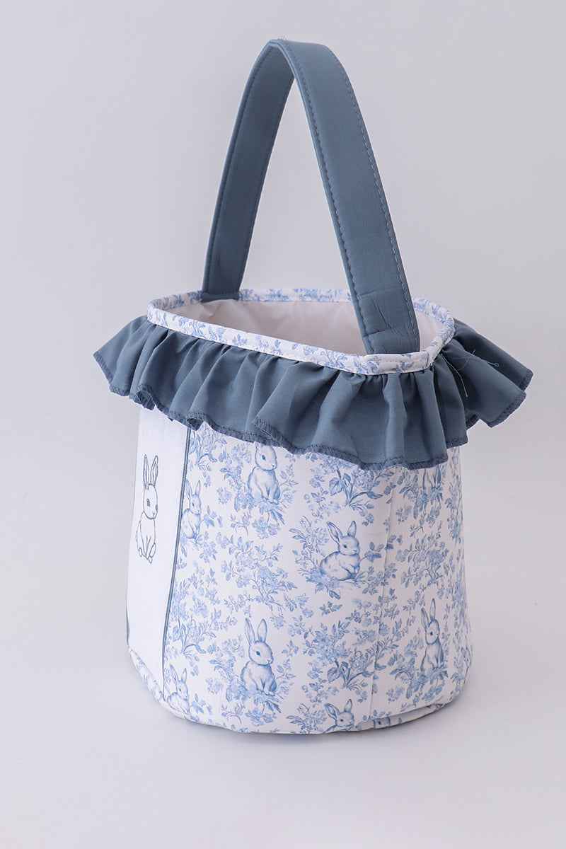 Blue bunny floral ruffle basket - Abbies Place