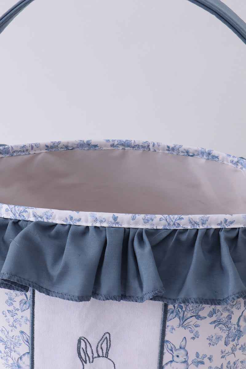 Blue bunny floral ruffle basket - Abbies Place