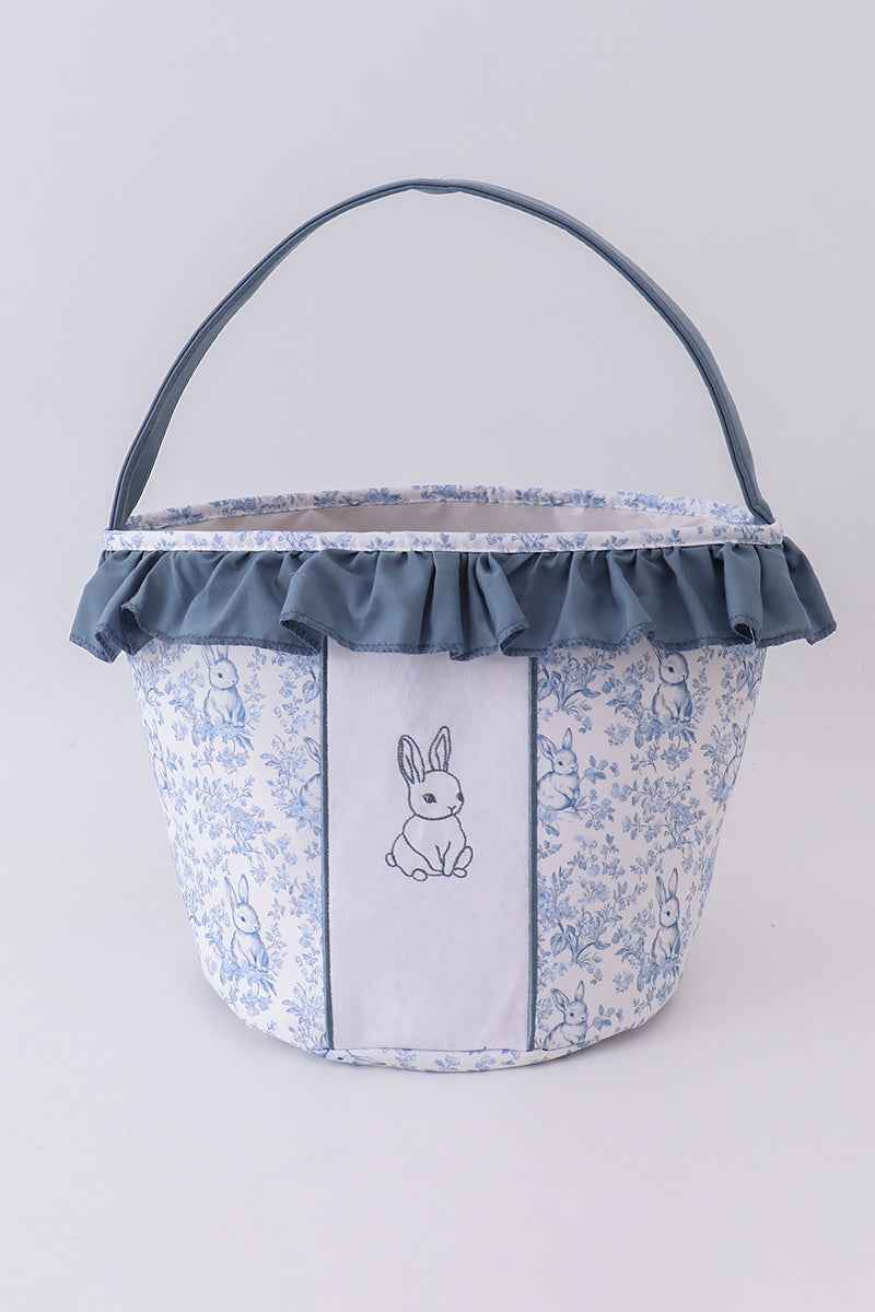 Blue bunny floral ruffle basket - Abbies Place