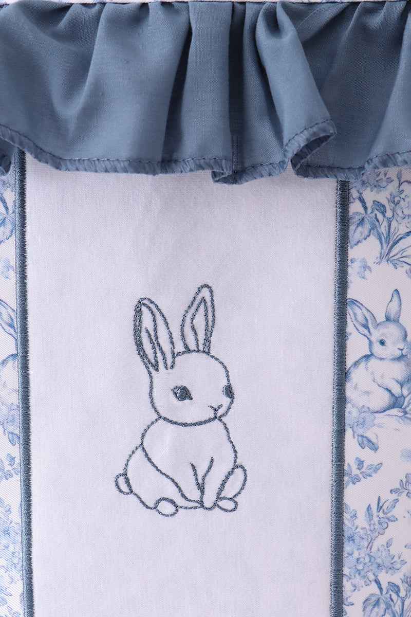 Blue bunny floral ruffle basket - Abbies Place
