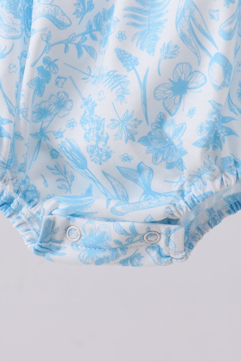 Blue bunny smocked peter pan collar bubble - Abbies Place