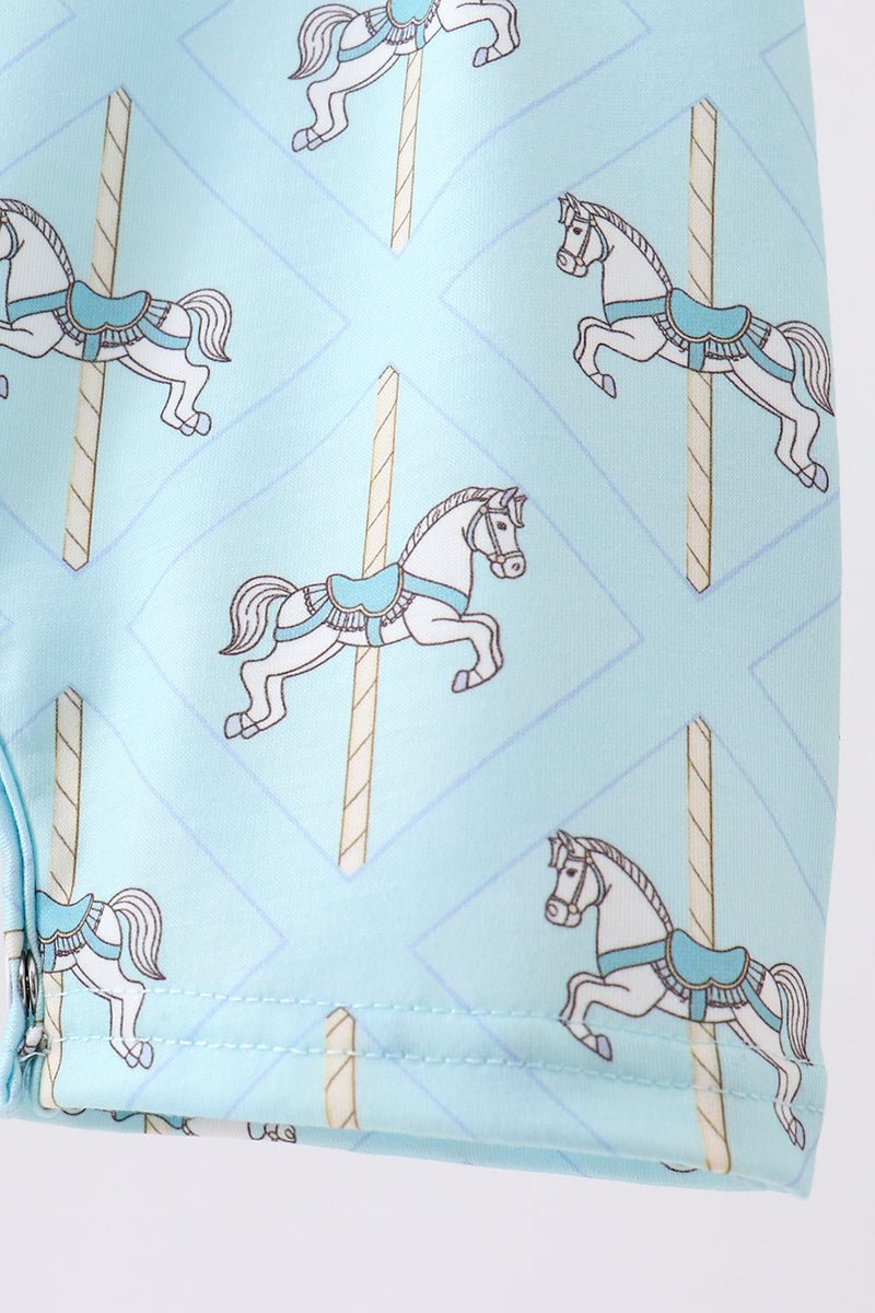 Blue carousel smocked jonjon - Abbies Place