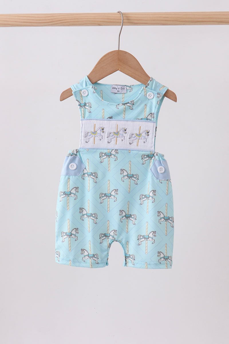 Blue carousel smocked jonjon - Abbies Place