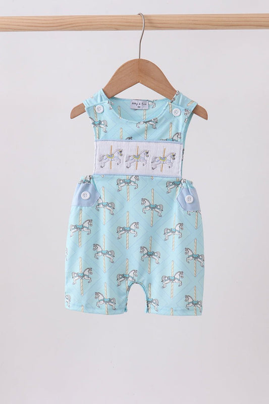 Blue carousel smocked jonjon - Abbies Place