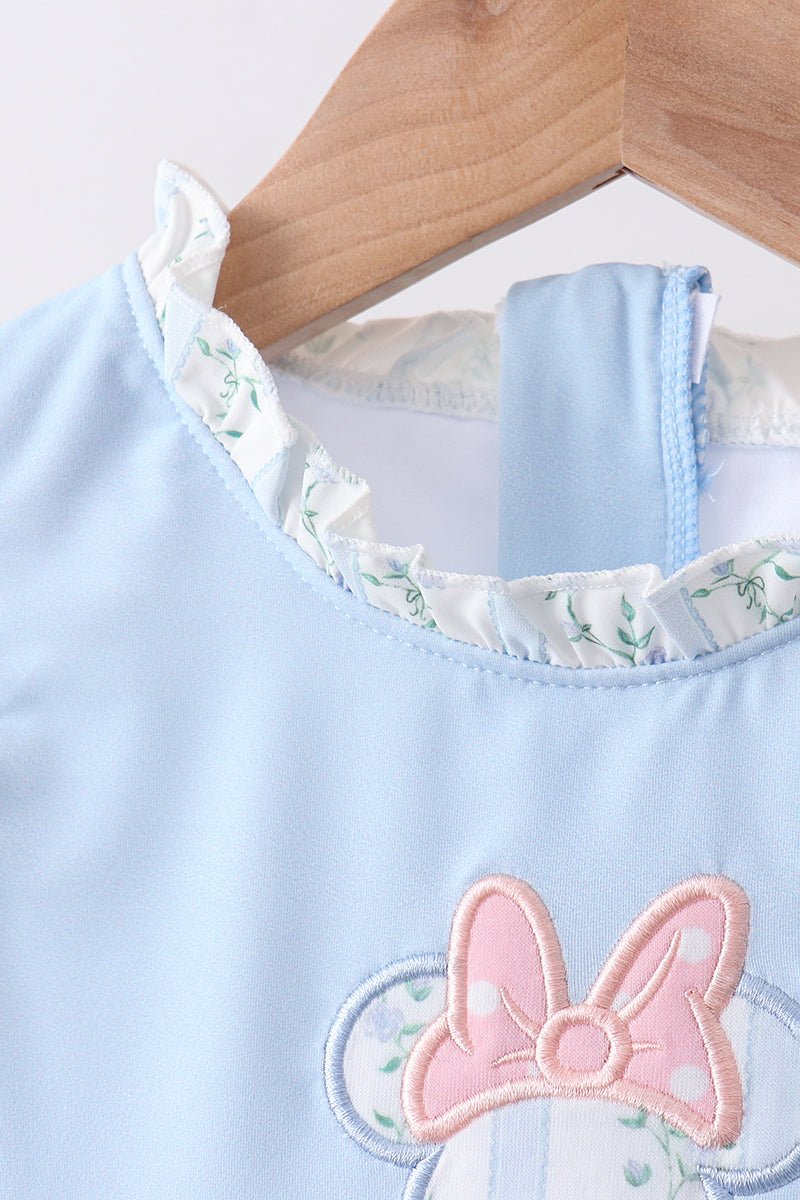 Blue character applique ruffle 2pc swimsuit - Abbies Place