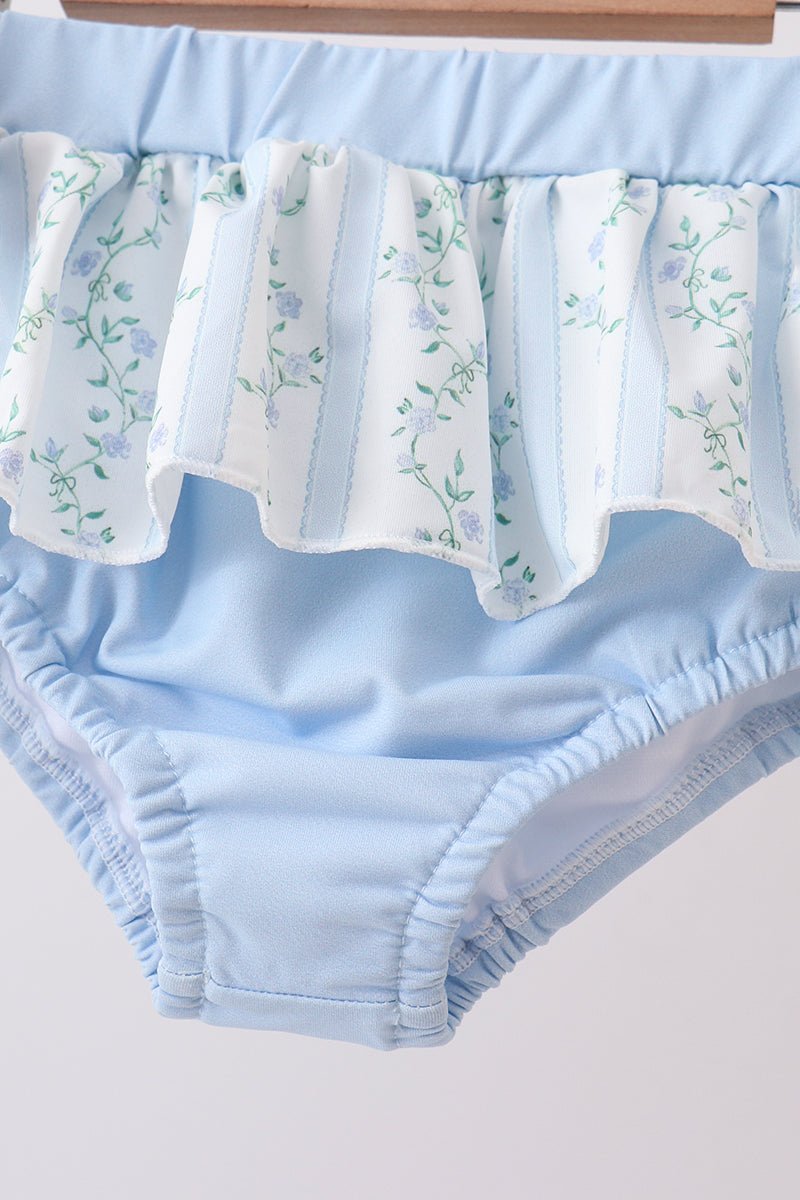 Blue character applique ruffle 2pc swimsuit - Abbies Place