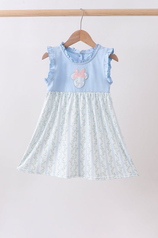 Blue character applique ruffle dress - Abbies Place