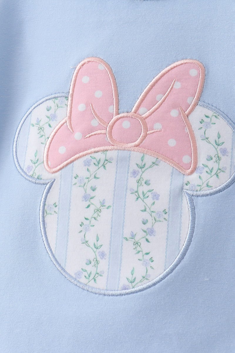 Blue character applique ruffle dress - Abbies Place