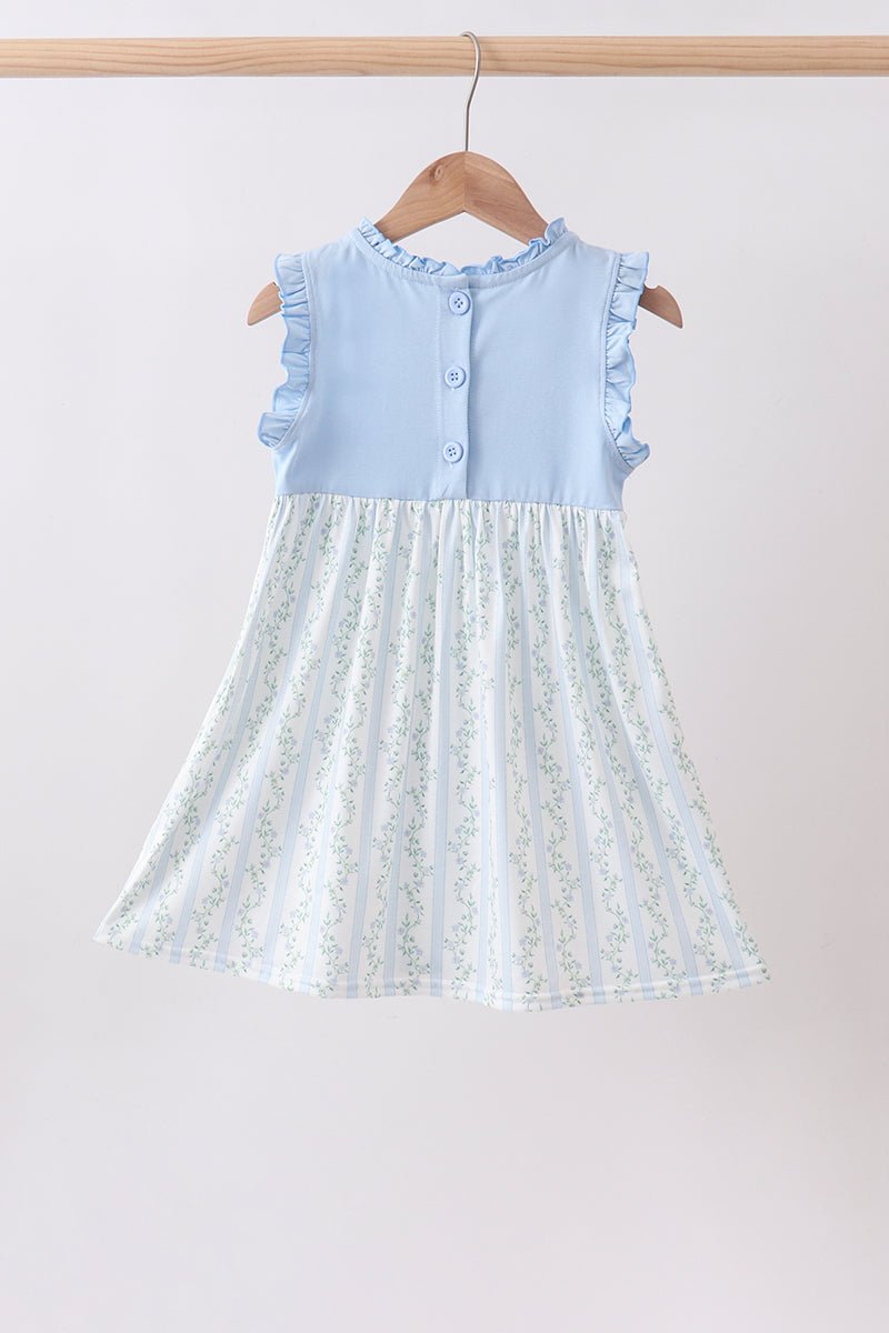Blue character applique ruffle dress - Abbies Place