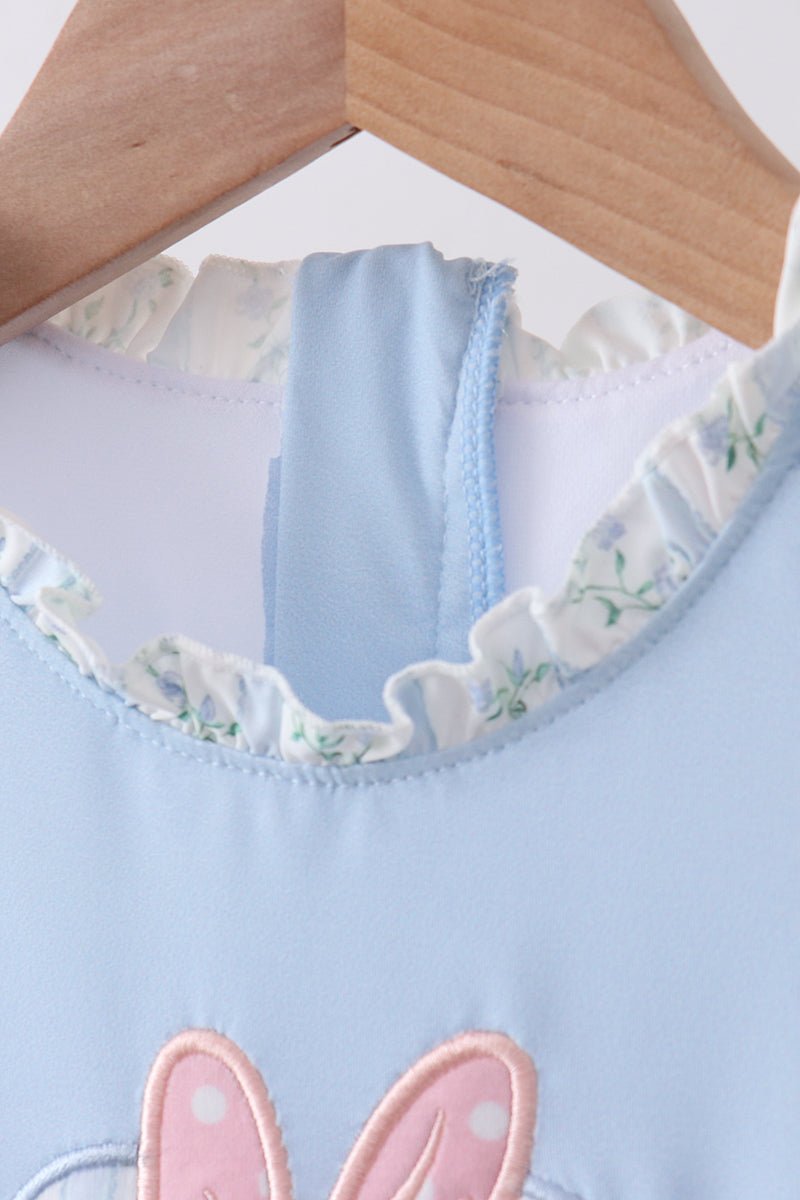 Blue character applique ruffle one-piece swimsuit - Abbies Place