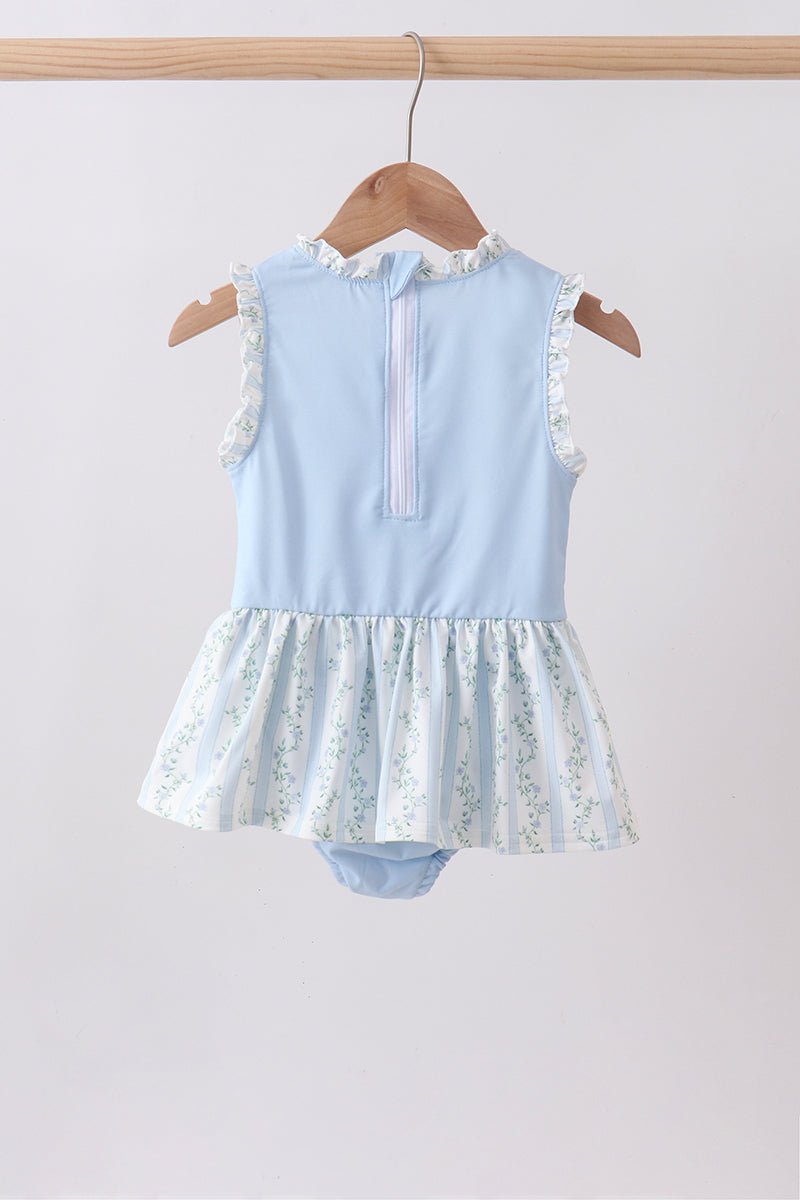 Blue character applique ruffle one-piece swimsuit - Abbies Place