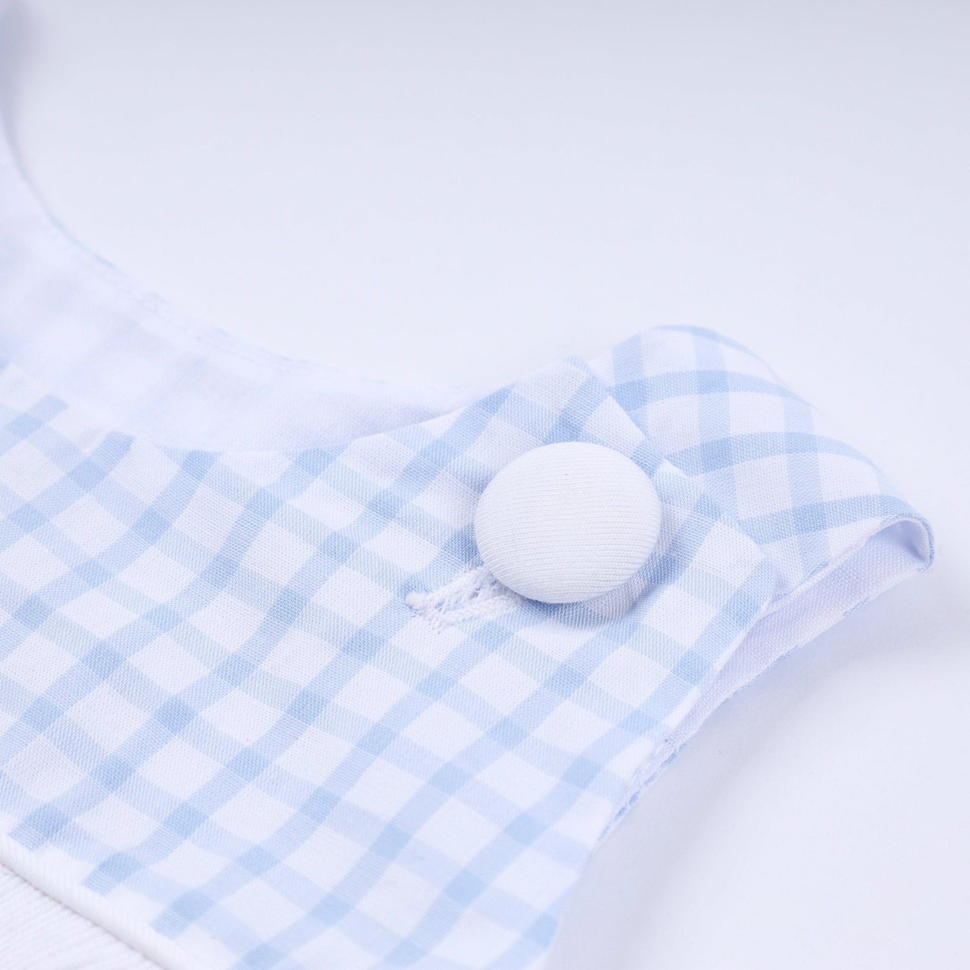 Blue character hand smocked gingham bubble - Abbies Place
