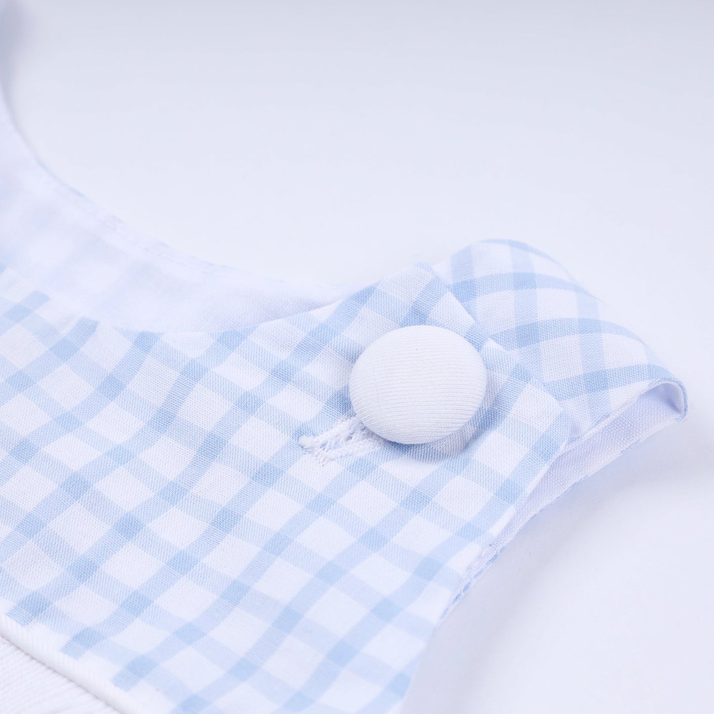 Blue character hand smocked gingham bubble - Abbies Place