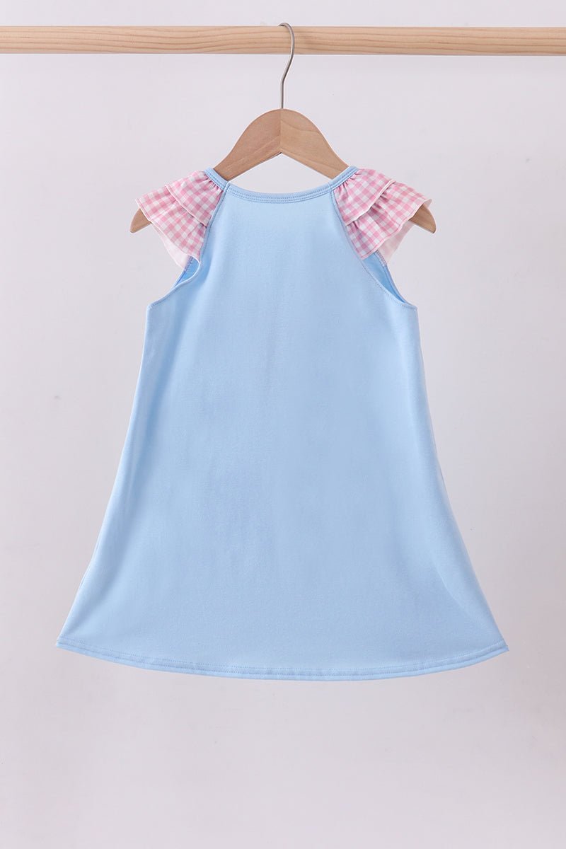 Blue character plane applique ruffle dress - Abbies Place